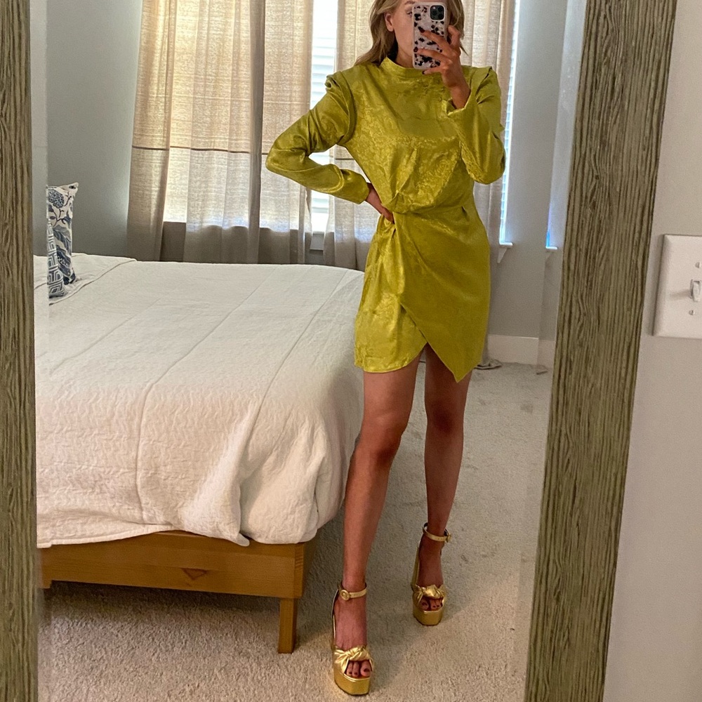 Nasty Gal Jacquard High Neck Wrap Mini Dress